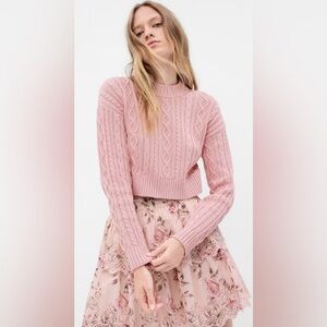 Gap × LoveShackFancy Cable-Knit Cropped Sweater